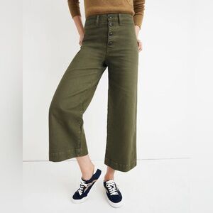 Madewell Emmett Wide Leg Cropped Pants Olive Green